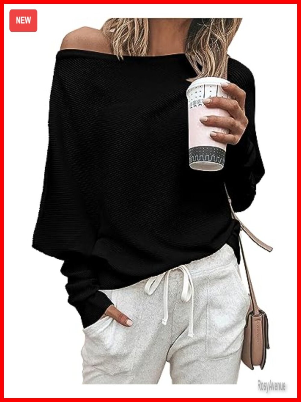 Off Shoulder Oversized Sweater Knit Pullover Top